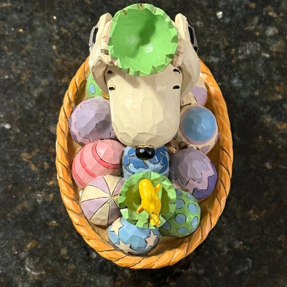 Jim Shore Snoopy Woodstock Peanuts An Easter Surprise Basket Ceramic Figurine - Picture 3 of 8